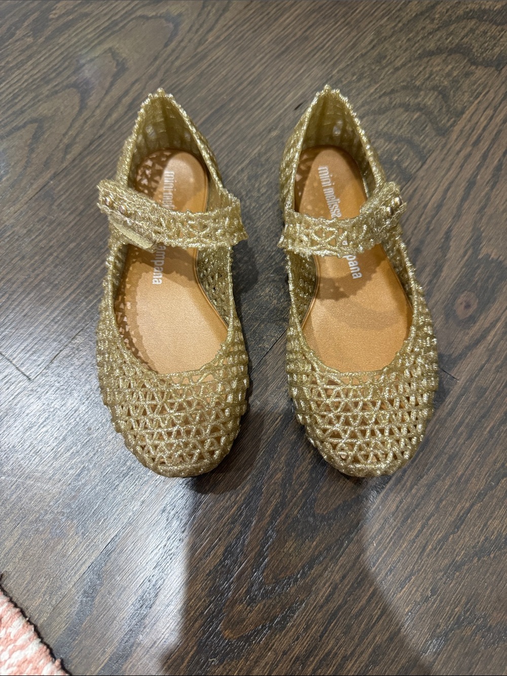 Mini Melissa Gold Glitter Mary Jane Flats for Kids